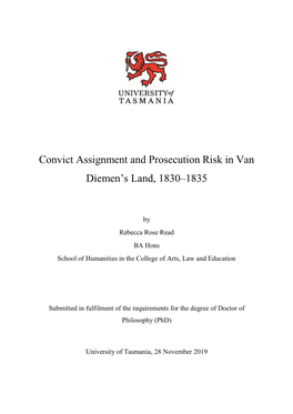 Convict Assignment and Prosecution Risk in Van Diemen's Land, 1830