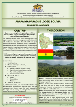 Our Trip Arapaima Paradise Lodge, Bolivia the Location