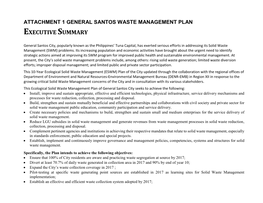 Attachment 1 General Santos Waste Management Plan Executive Summary
