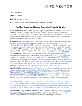 Election Redux for Financial Services ​