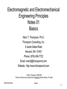 Electromagnetic and Electromechanical Engineering Principles Notes 01 Basics