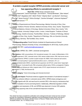 G Protein‐Coupled Receptor GPR55 Promotes Colorectal Cancer and Has Opposing Effects to Cannabinoid Receptor 1