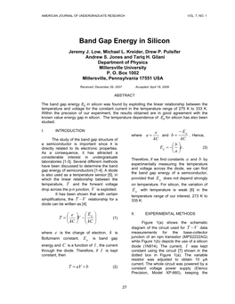 Band Gap Energy in Silicon