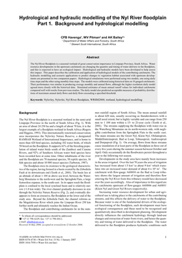 Hydrological and Hydraulic Modelling of the Nyl River Floodplain Part 1