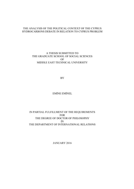 The Analysis of the Political Context of the Cyprus Hydrocarbons Debate in Relation to Cyprus Problem