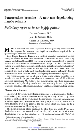 Pancuronium Bromide—A New Non-Depolarizing Muscle Relaxant