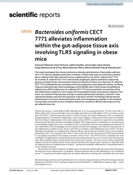 Bacteroides Uniformis CECT 7771 Alleviates Inflammation Within The