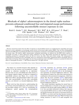 Blockade of Alpha1 Adrenoreceptors in the Dorsal Raphe Nucleus