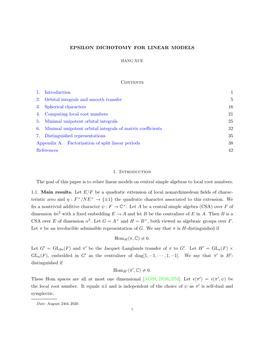 Epsilon Dichotomy for Linear Models