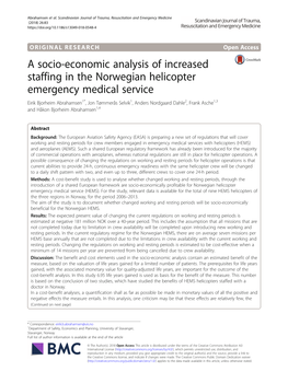 A Socio-Economic Analysis of Increased Staffing in the Norwegian