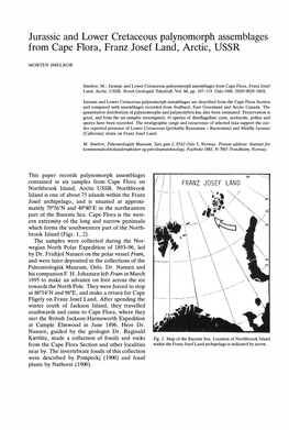 Jurassic and Lower Cretaceous Palynomorph Assemblages from Cape Flora, Franz Josef Land, Arctic, USSR