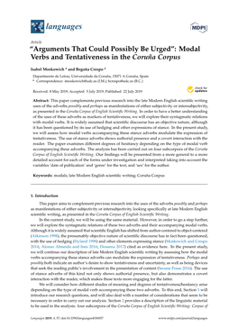 Modal Verbs and Tentativeness in the Coruña Corpus