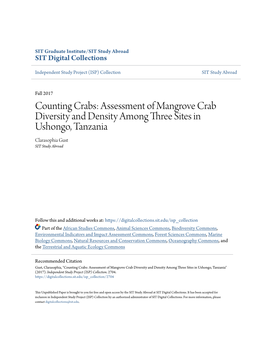 Counting Crabs: Assessment of Mangrove Crab Diversity and Density Among Three Sites in Ushongo, Tanzania Clarasophia Gust SIT Study Abroad