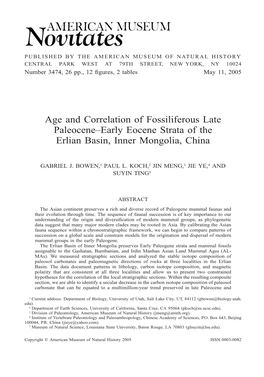 Age and Correlation of Fossiliferous Late Paleocene–Early Eocene