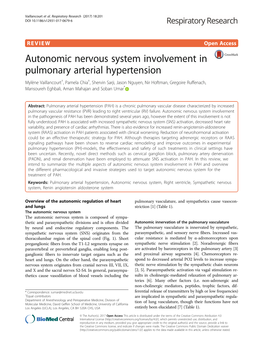 Autonomic Nervous System Involvement in Pulmonary Arterial