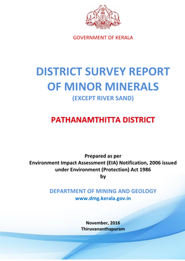 District Survey Report of Minor Minerals Pathanamthitta District
