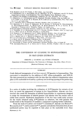 THE CONVERSION of GUANINE to HYPOXANTHINE Crude Dialyzed