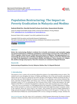 Population Restructuring: the Impact on Poverty Eradication in Malaysia and Medina