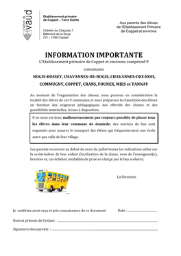 Information Importante