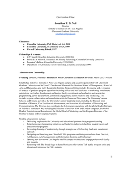 Curriculum Vitae Jonathan T. D. Neil 1