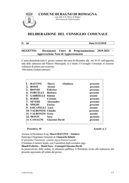 Comune Di Bagno Di Romagna Deliberazione Del Consiglio Comunale