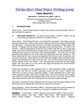 Truckee River Flood Project Working Group FINAL MINUTES WEDNESDAY ~ FEBRUARY 25, 2009 ~ 3:00 P.M