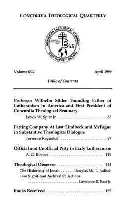 Professor Wilhelm Sihler: Founding Father of Lutheranism in America and First President of Concordia Theological Seminary Lewis W