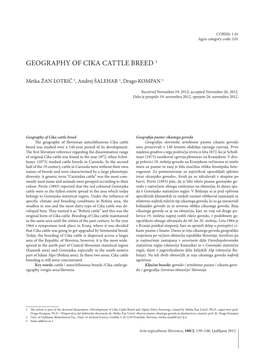 Geography of Cika Cattle Breed 1