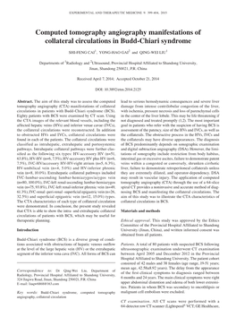 Computed Tomography Angiography Manifestations of Collateral Circulations in Budd‑Chiari Syndrome