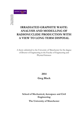 Irradiated Graphite Waste: Analysis and Modelling of Radionuclide Production with a View to Long Term Disposal