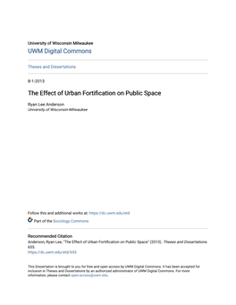 The Effect of Urban Fortification on Public Space