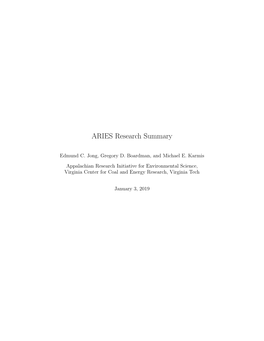 ARIES Research Summary