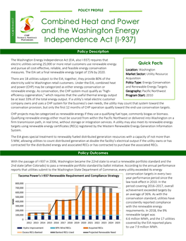 CHP and the Washington Energy Independence Act (I-937)