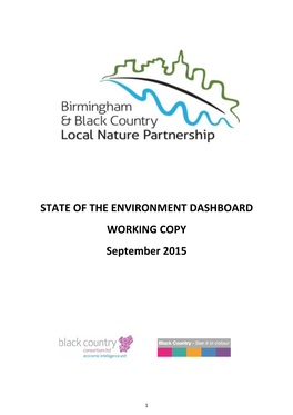 STATE of the ENVIRONMENT DASHBOARD WORKING COPY September 2015