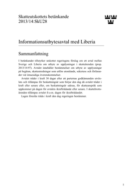 Bet. 2013/14:Sku28 Informationsutbytesavtal Med Liberia