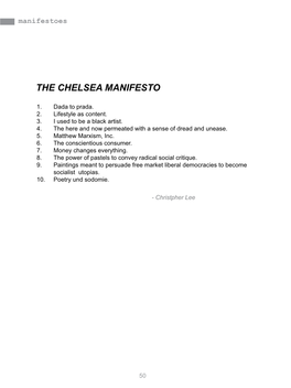 The Chelsea Manifesto