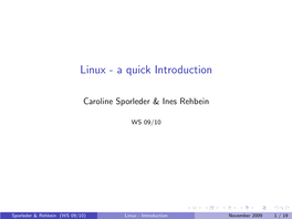 Linux - a Quick Introduction