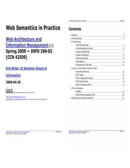 Web Semantics in Practice ;