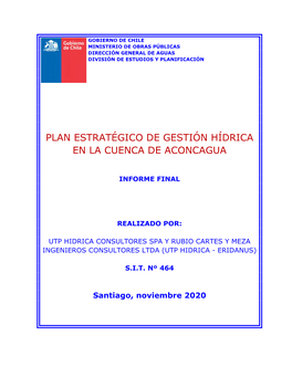 Plan Estratégico De Gestión Hídrica En La Cuenca De Aconcagua