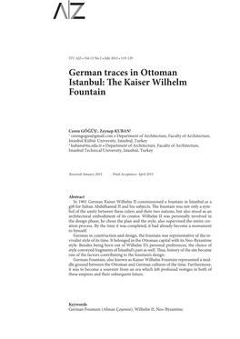 German Traces in Ottoman Istanbul: the Kaiser Wilhelm Fountain