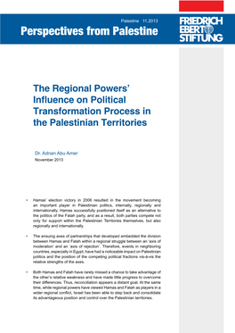 The Regional Powers' Influence on Political Transformation Process in the Palestinian Territories