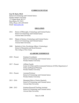 Dario 1 of 10 CURRICULUM VITAE Lisa M. Dario, Ph.D. School Of