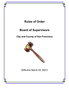 Rules of Order Board of Supervisors