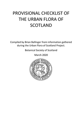 Provisional Checklist of the Urban Flora of Scotland