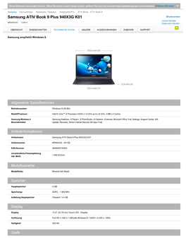 Samsung ATIV Book 9 Plus 940X3G K01 Druckversion Online Händler