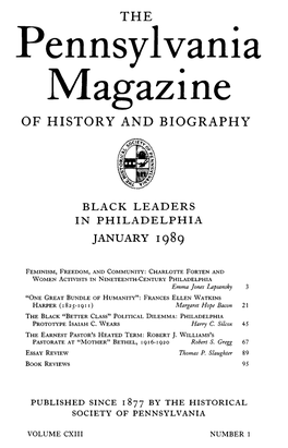 Pennsylvania Magazine of HISTORY and BIOGRAPHY