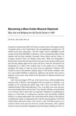 Becoming a Blue-Collar Musical Diplomat Billy Joel and Bridging the US-Soviet Divide in 1987