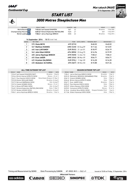 START LIST 3000 Metres Steeplechase Men