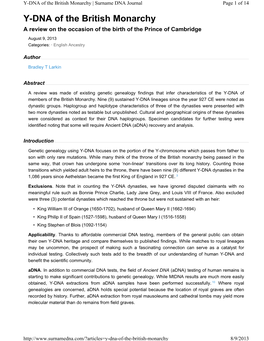 Y-DNA of the British Monarchy