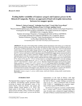 Feeding Habits Variability of Lutjanus Synagris and Lutjanus Griseus In